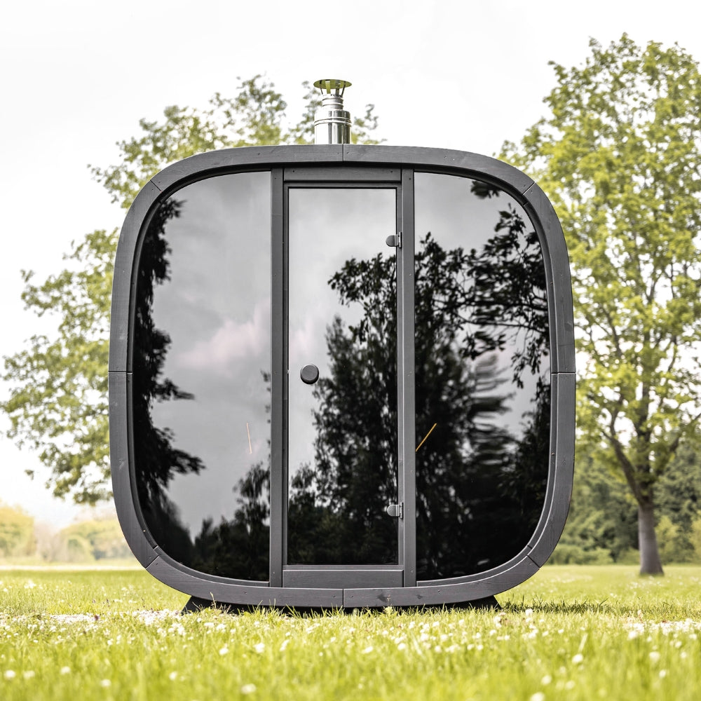 Leil Saunas Black Cube Comfort 6-Person Outdoor Sauna