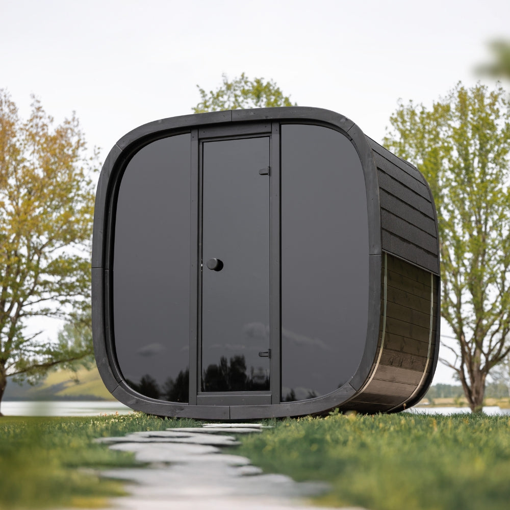 Leil Saunas Black Cube Classic 4-Person Outdoor Sauna