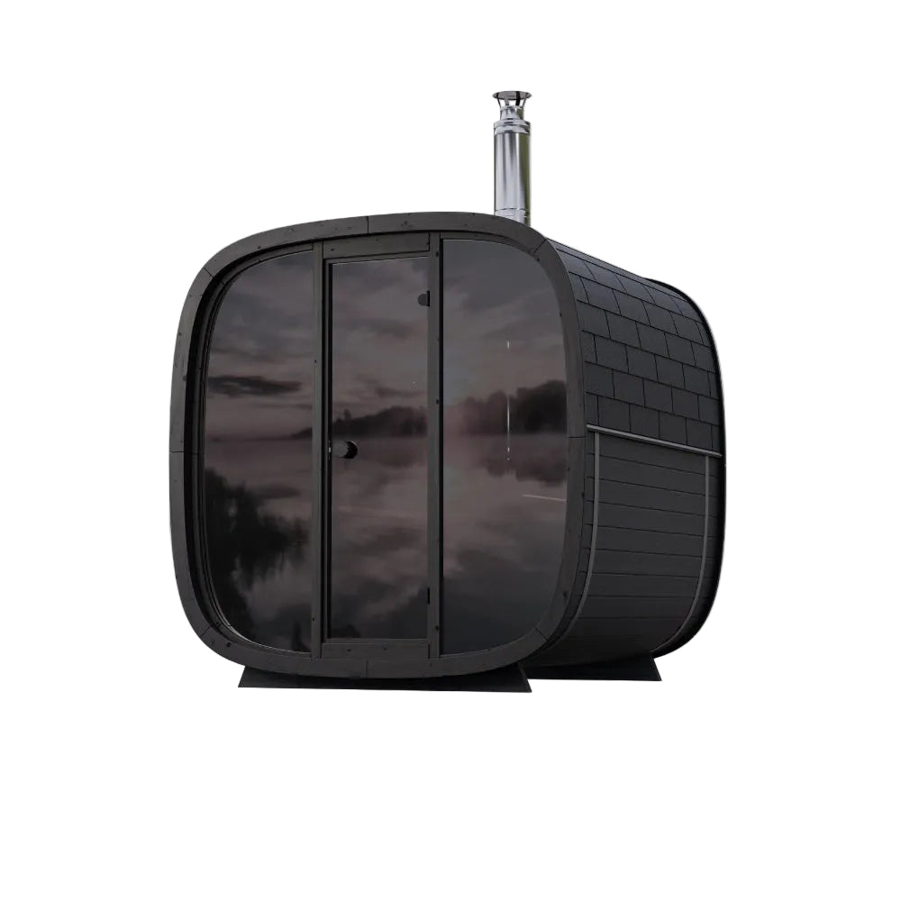 Leil Saunas Black Cube Comfort 6-Person Outdoor Sauna