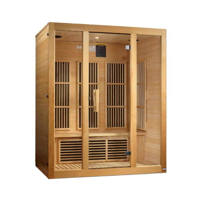 Golden Designs Maxxus Bellevue 3-Person Near Zero EMF FAR Infrared Sauna with Canadian Hemlock | MX-J306-01-ZF