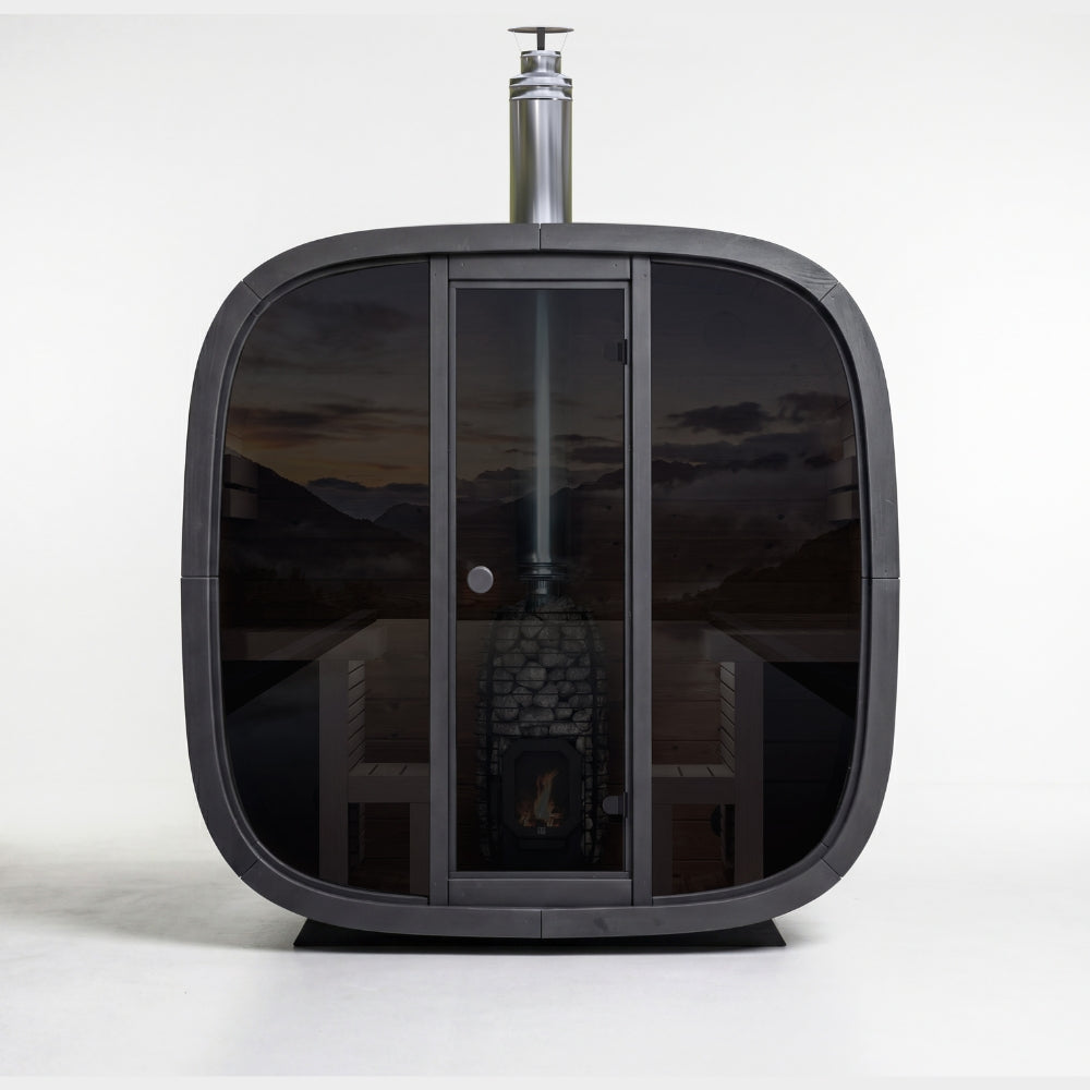 Leil Saunas Black Cube Comfort 6-Person Outdoor Sauna