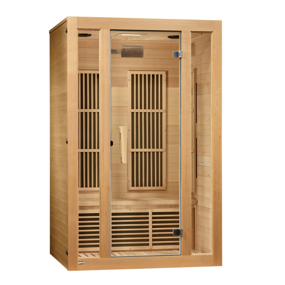 Golden Designs Maxxus "Seattle" 2-Person Near Zero EMF FAR Infrared Carbon Sauna with Canadian Hemlock | MX-J206-01-ZF