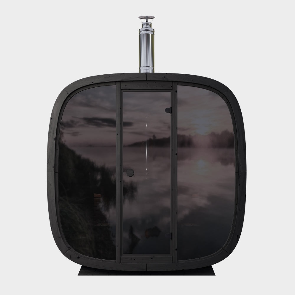 Leil Saunas Black Cube Comfort 6-Person Outdoor Sauna