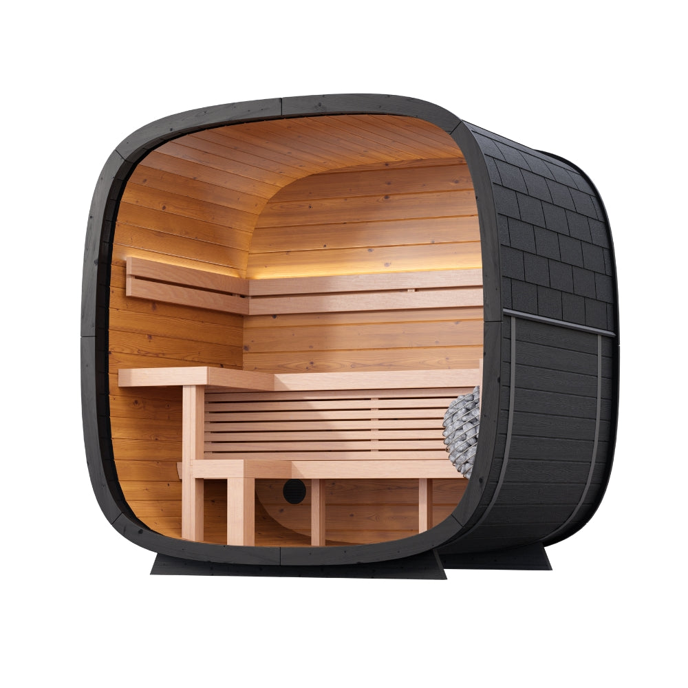 Leil Saunas Black Cube Classic 4-Person Outdoor Sauna