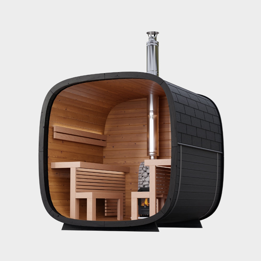 Leil Saunas Black Cube Comfort 6-Person Outdoor Sauna