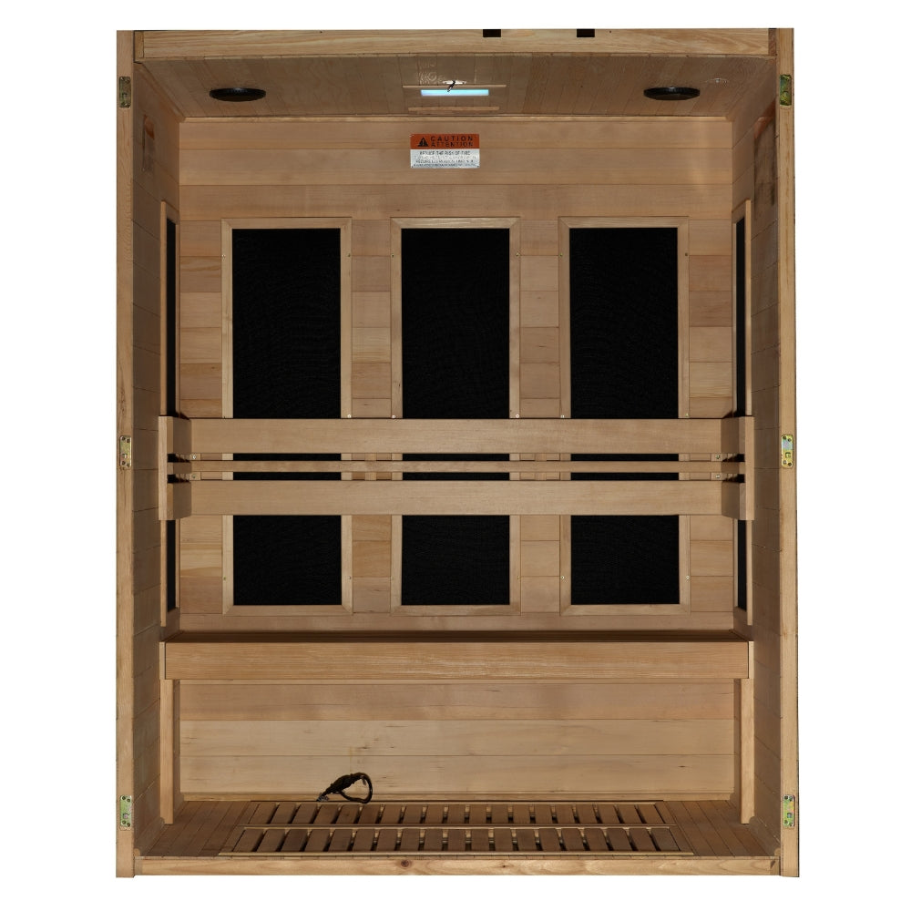 Golden Designs Maxxus S-Line 3-Person Low EMF FAR Infrared Sauna with Canadian Hemlock