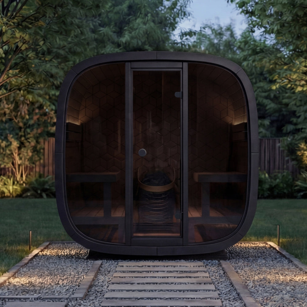 Leil Saunas Black Cube Premium 4-Person Outdoor Sauna