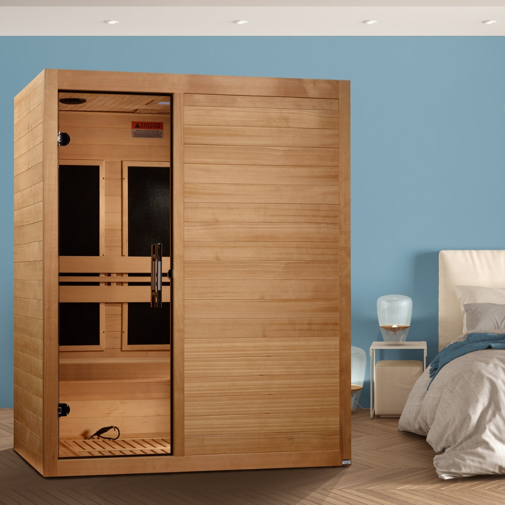 Golden Designs Maxxus S-Line 3-Person Low EMF FAR Infrared Sauna with Canadian Hemlock