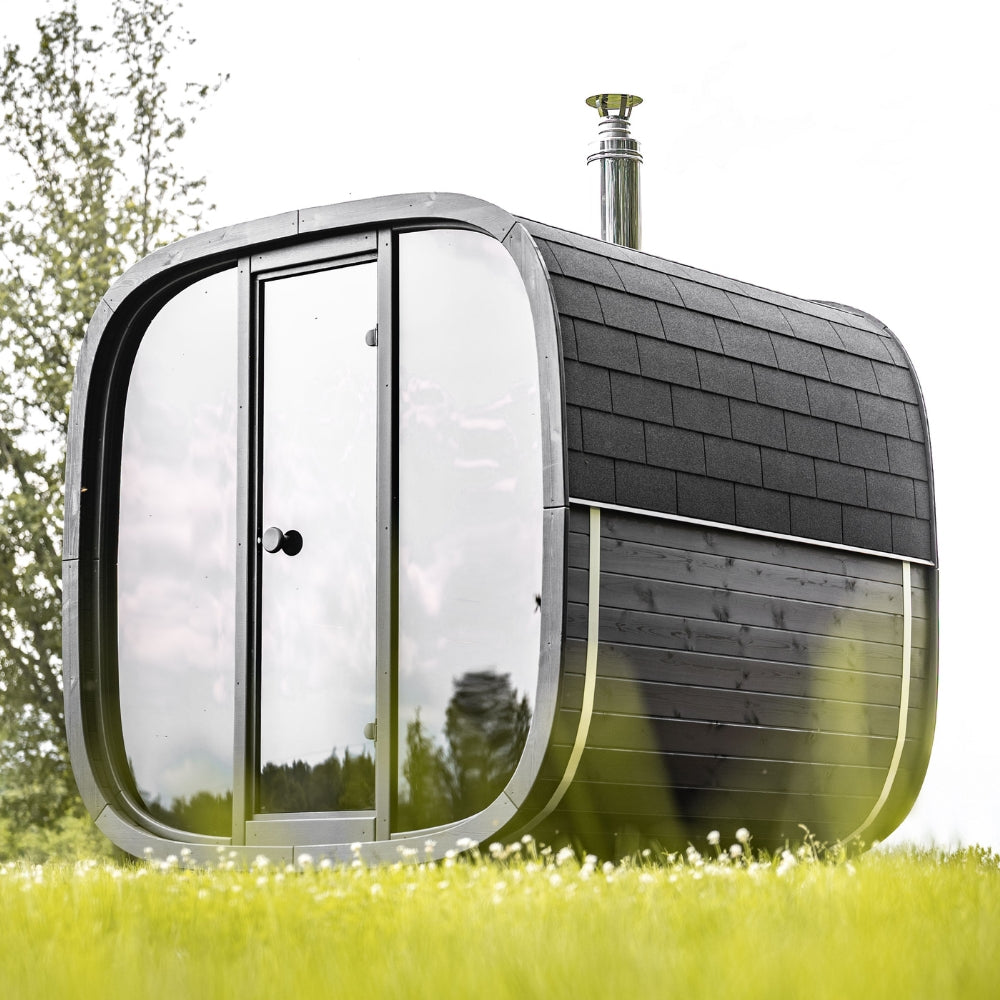 Leil Saunas Black Cube Comfort 6-Person Outdoor Sauna