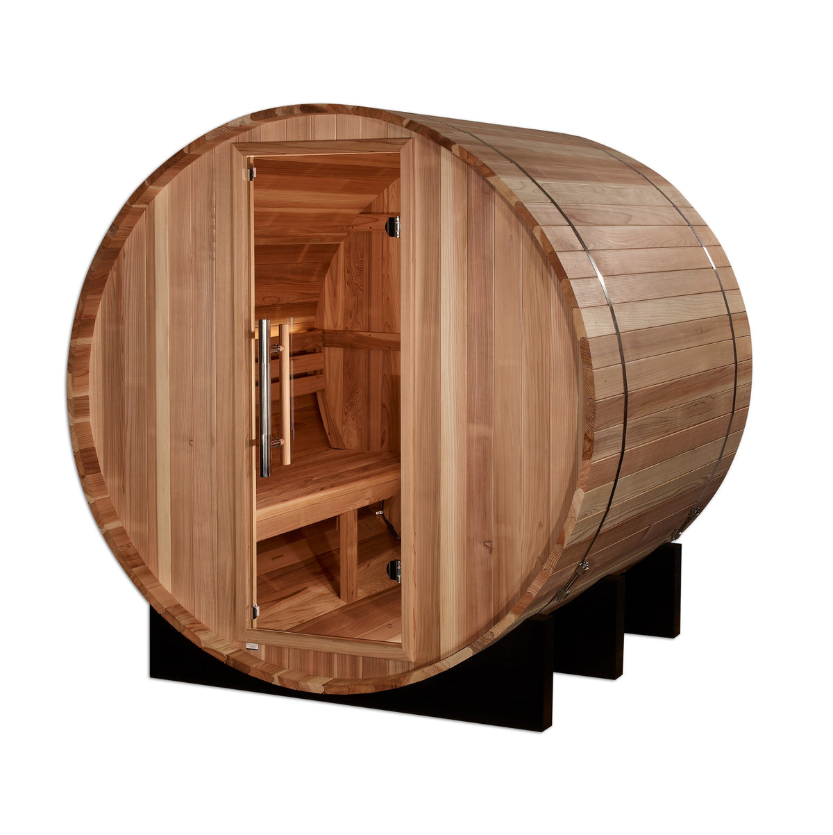 Golden Designs St. Moritz 2-Person Outdoor Barrel Steam Sauna in Pacific Cedar Wood-Sauna-Golden Designs-Nordica Sauna