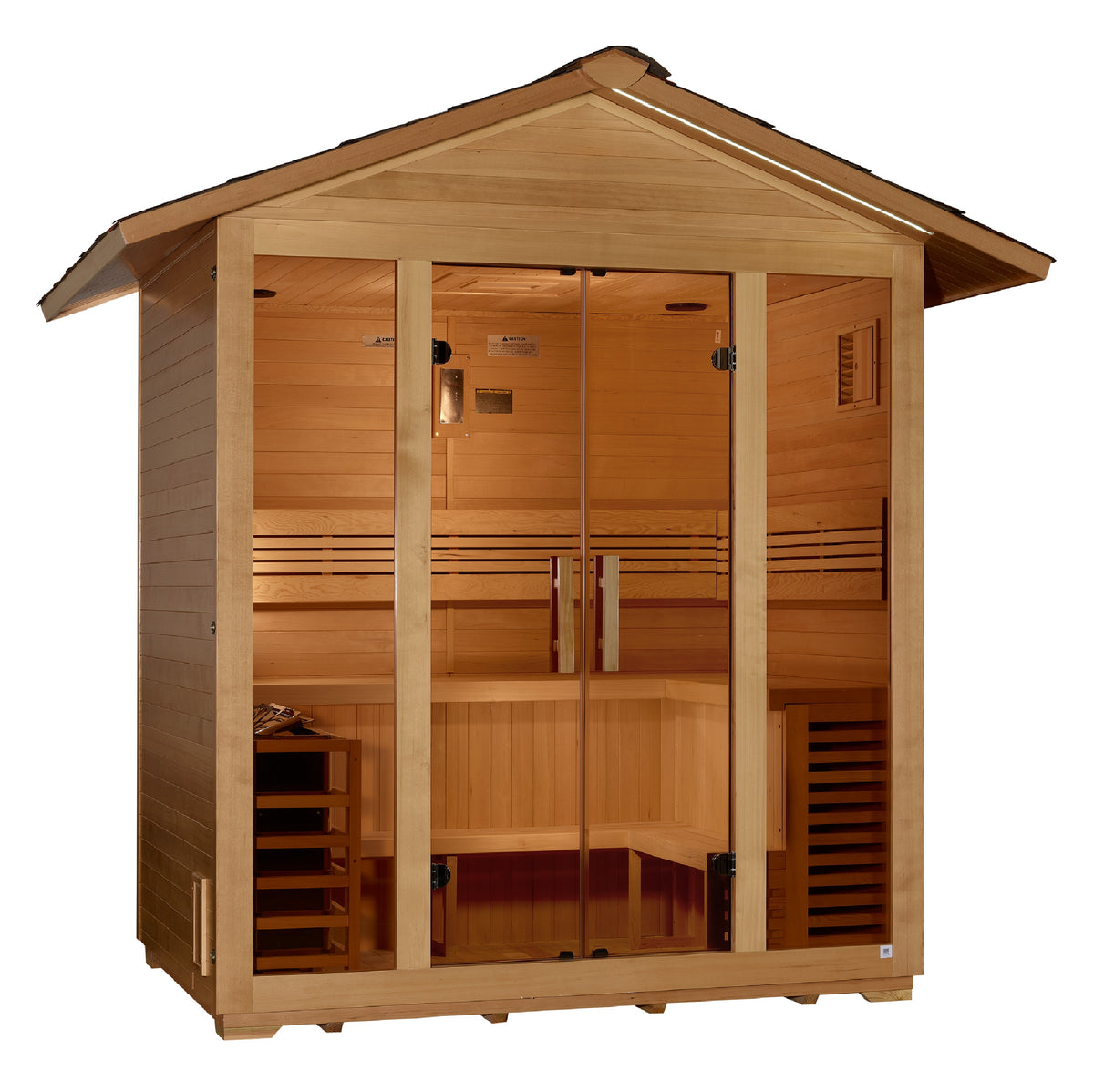 Golden Designs Vorarlberg 5-Person Outdoor Traditional Sauna with Waterproof Stained Hemlock Wood