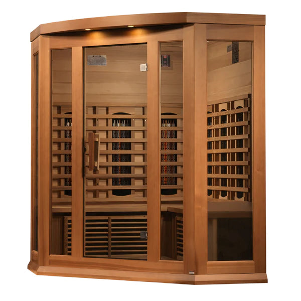 Golden Designs Maxxus 3-Person Corner Full Spectrum Near Zero Infrared Sauna in Canadian Red cedar | MX-M356-01-FS CED