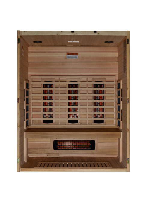 Golden Designs Maxxus S-Line 3-Person Full Spectrum Infrared Sauna with Canadian Hemlock