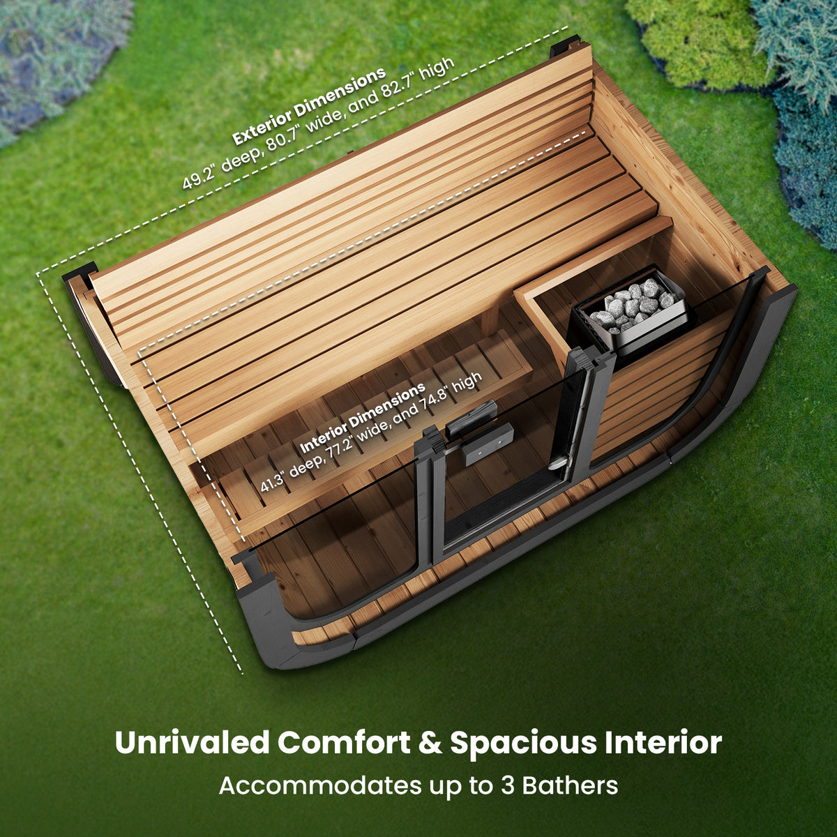 SaunaLife 3-Person Cube-Series Outdoor Home Sauna Kit CL4G