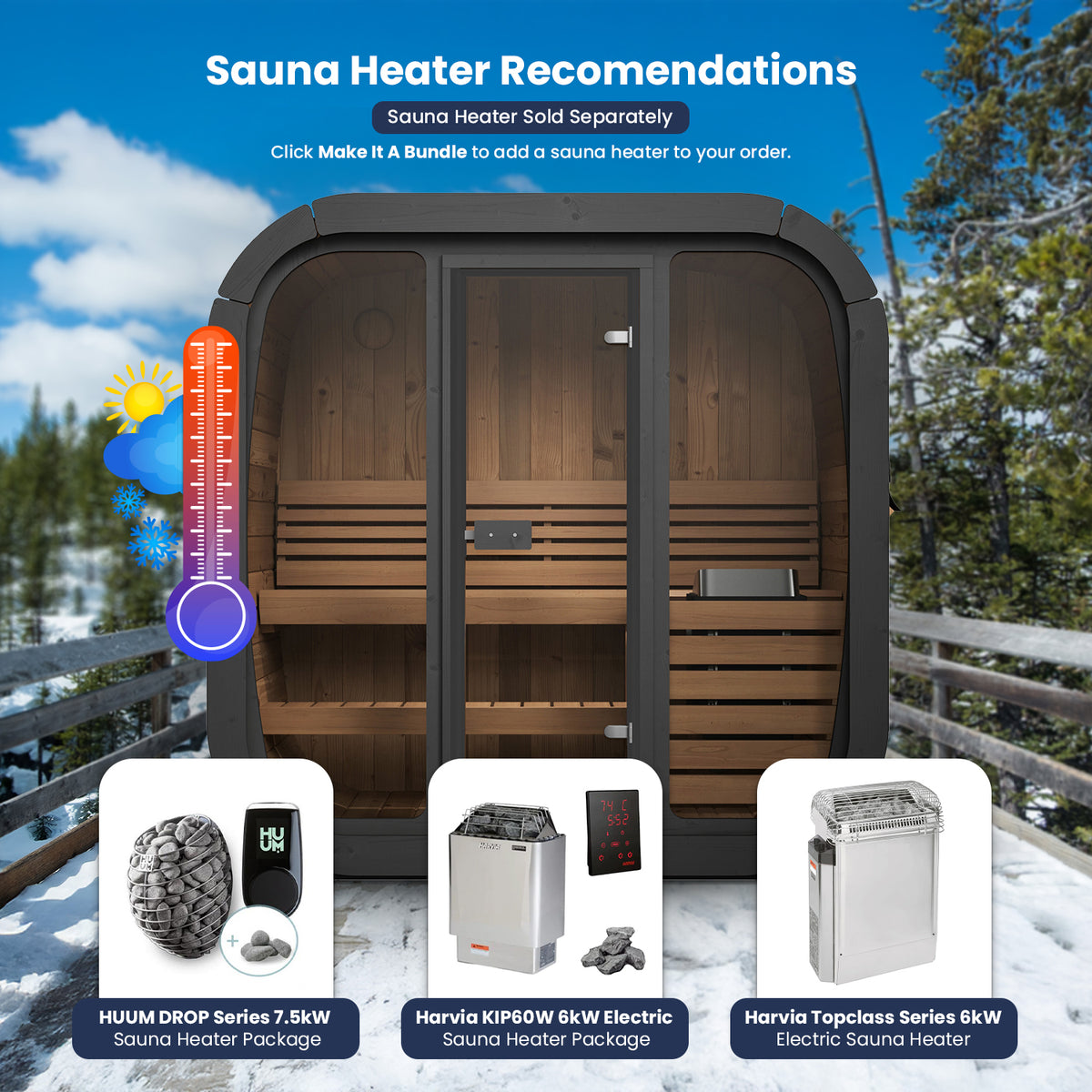 SaunaLife 3-Person Cube-Series Outdoor Home Sauna Kit CL4G