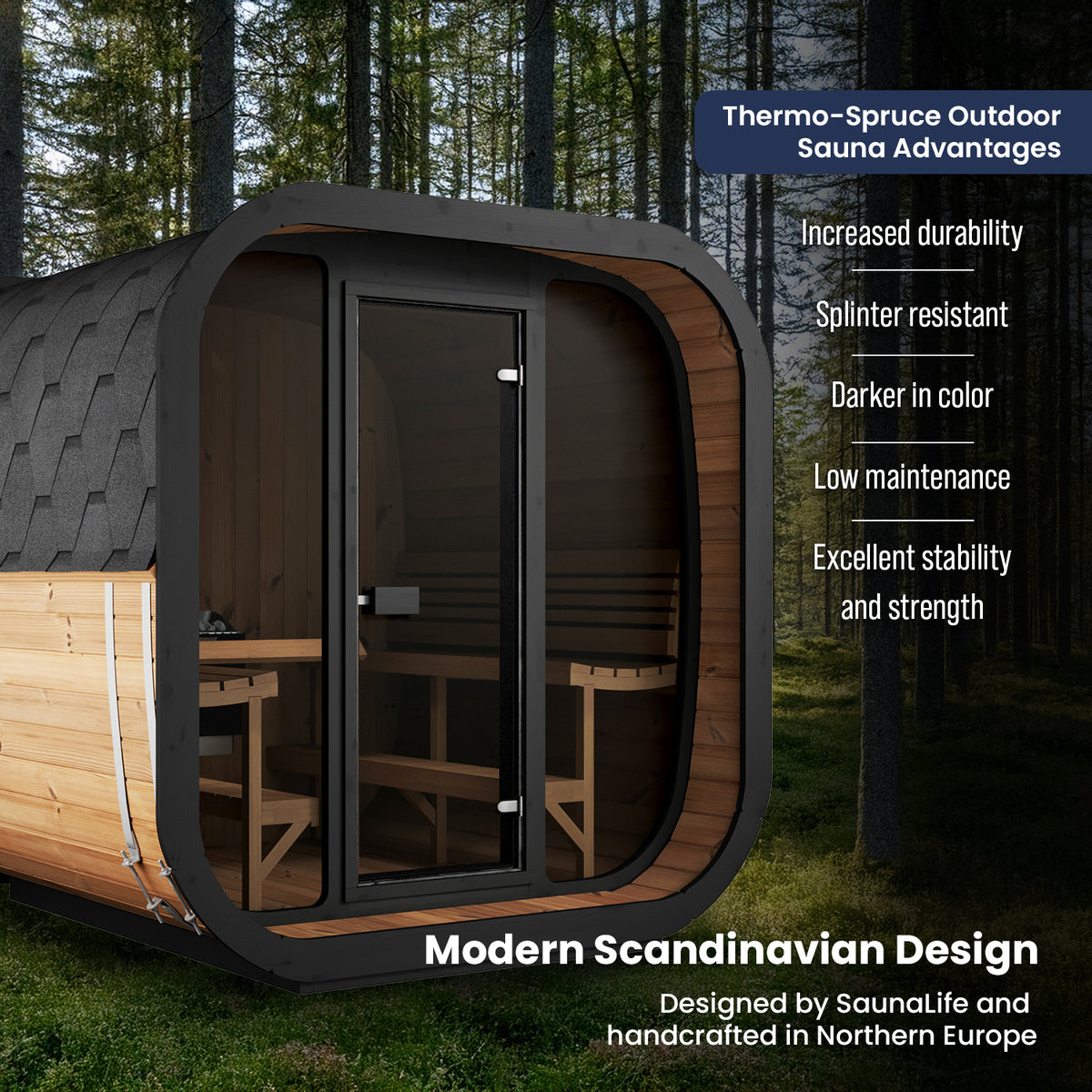 SaunaLife 6-Person Cube-Series Outdoor Home Sauna Kit CL7G