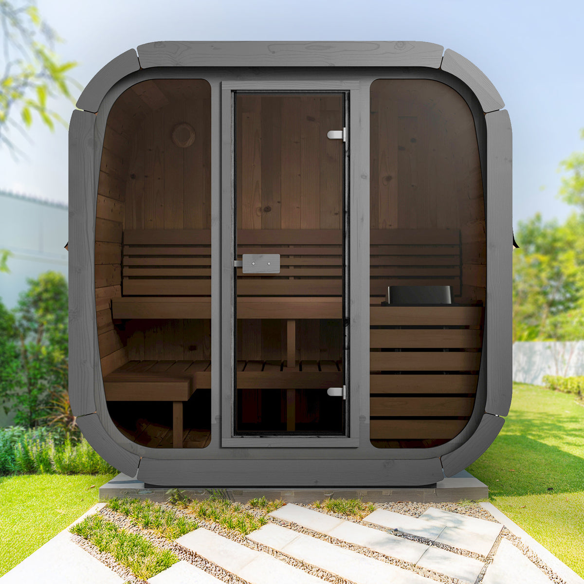 SaunaLife 4-Person Cube-Series Outdoor Home Sauna Kit CL5G