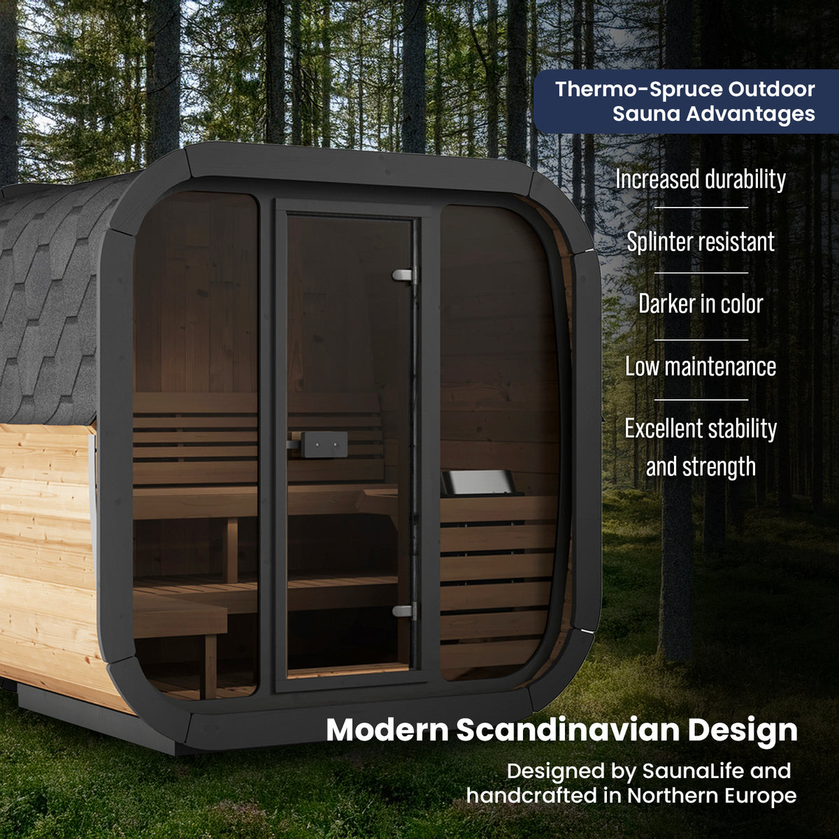 SaunaLife 4-Person Cube-Series Outdoor Home Sauna Kit CL5G