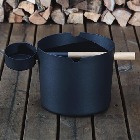 SaunaLife Aluminum 1-Gallon Sauna Bucket Set with Wood Ladle and Thermometer-Accessories-SaunaLife-Nordica Sauna