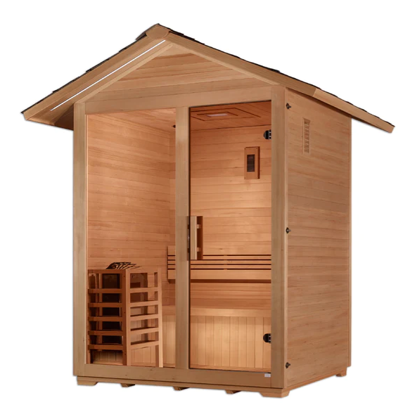 Golden Designs "Arlberg" 3 Person Traditional Outdoor Sauna - Canadian Hemlock-Sauna-Golden Designs-Nordica Sauna