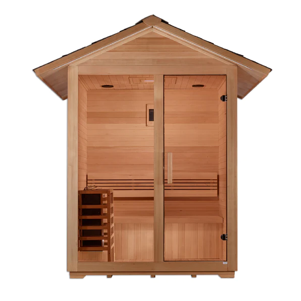 Golden Designs "Arlberg" 3 Person Traditional Outdoor Sauna - Canadian Hemlock-Sauna-Golden Designs-Nordica Sauna