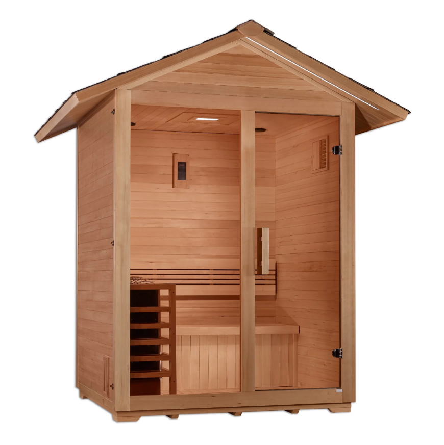 Golden Designs "Arlberg" 3 Person Traditional Outdoor Sauna - Canadian Hemlock-Sauna-Golden Designs-Nordica Sauna