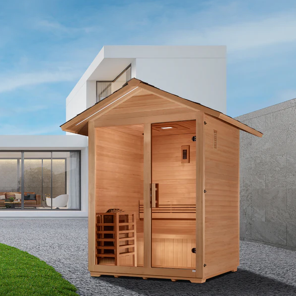 Golden Designs "Arlberg" 3 Person Traditional Outdoor Sauna - Canadian Hemlock-Sauna-Golden Designs-Nordica Sauna