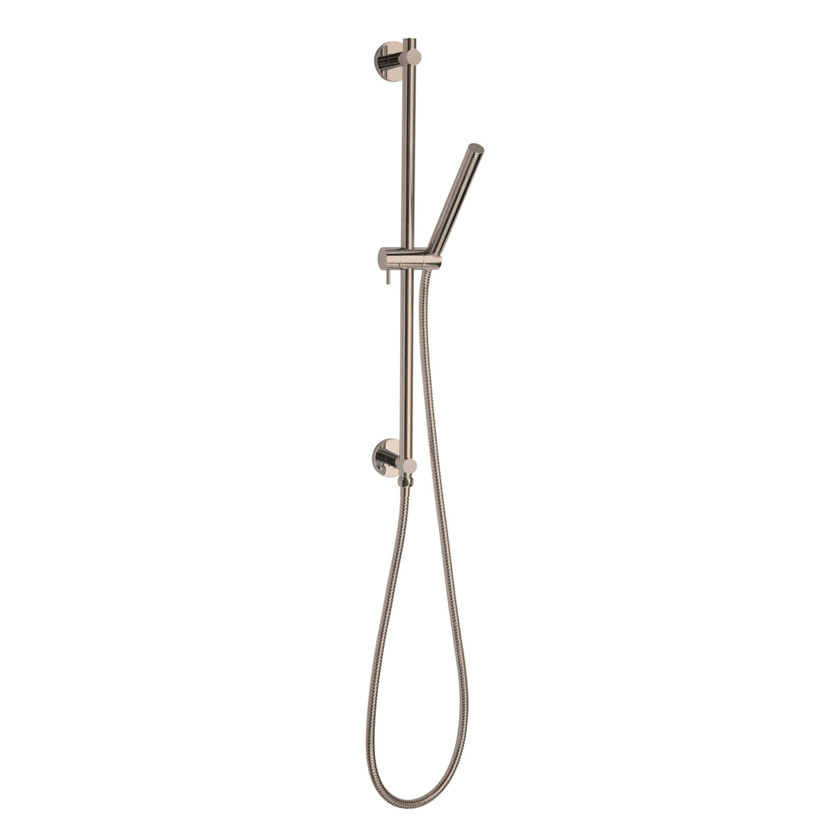 ThermaSol Shower Rail, Hose, and Wand Round-Steam Shower Controls & Accessories-ThermaSol-Satin Nickel-Nordica Sauna