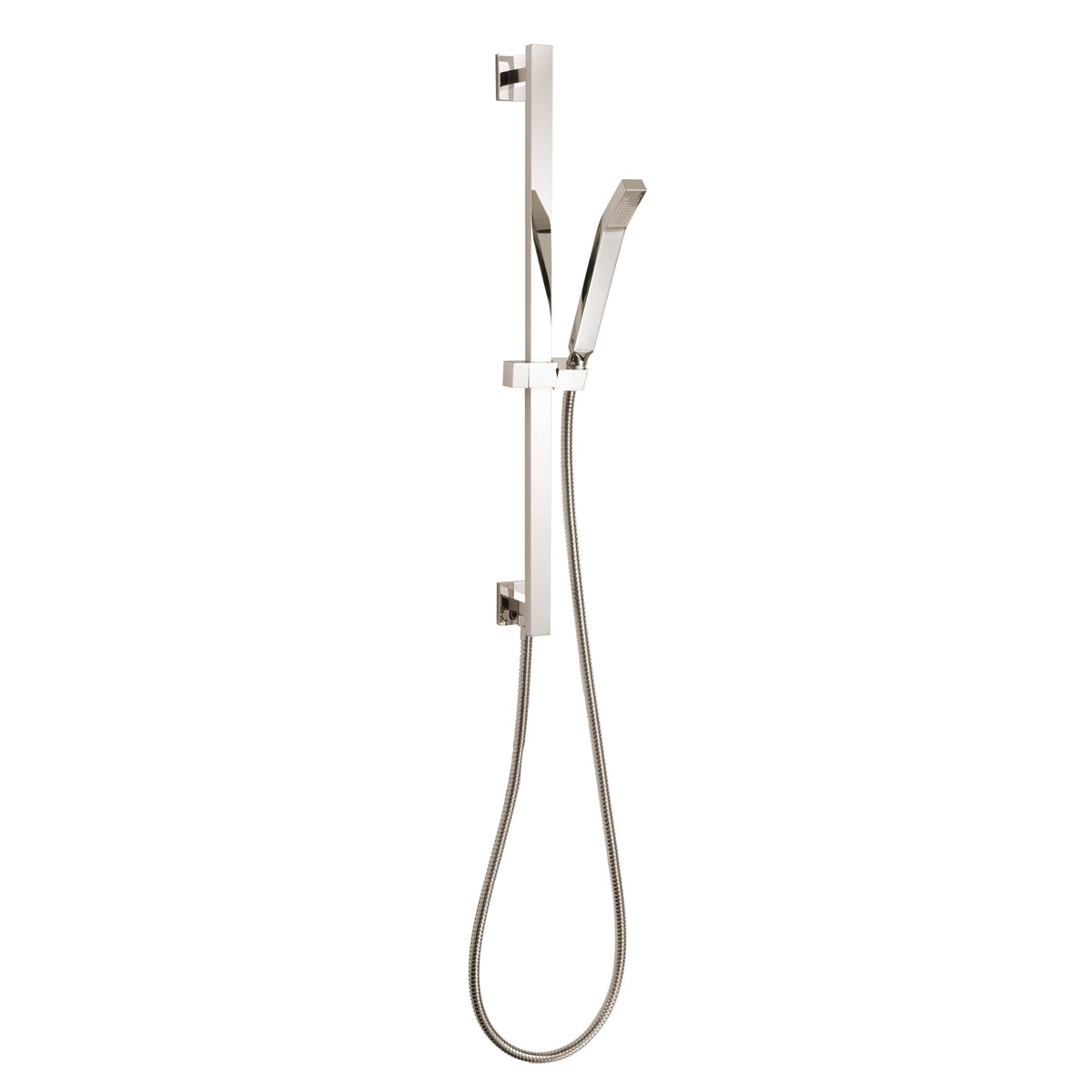 ThermaSol Shower Rail, Hose, and Wand Square-Steam Shower Controls & Accessories-ThermaSol-Satin Nickel-Nordica Sauna