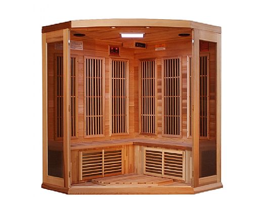 Golden Designs Maxxus 3-Person Corner FAR Infrared Sauna Carbon Low EMF with Canadian Red Cedar | MX-K356-01 CED-Sauna-Golden Designs-Nordica Sauna