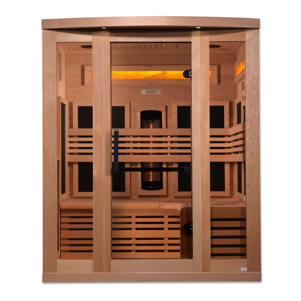 Golden Designs 3-Person Full Spectrum PureTech™ Near Zero EMF FAR Infrared Sauna with Himalayan Salt Bar & Canadian Hemlock | GDI-8230-01-Sauna-Golden Designs-Nordica Sauna