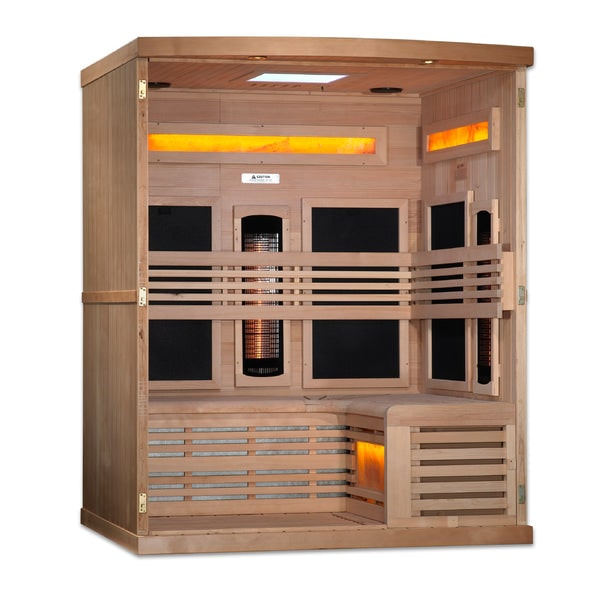 Golden Designs 3-Person Full Spectrum PureTech™ Near Zero EMF FAR Infrared Sauna with Himalayan Salt Bar & Canadian Hemlock | GDI-8230-01-Sauna-Golden Designs-Nordica Sauna