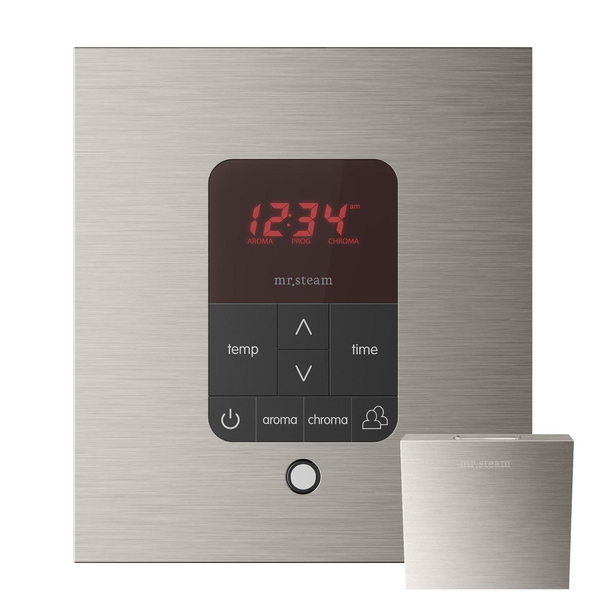 Mr. Steam iTempoPlus® Square Steam Shower Control-Steam Generator Controls-Mr. Steam-Brushed Nickel-Nordica Sauna