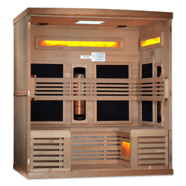 Golden Designs "Reserve Edition" 6-Person Full Spectrum PureTech™ Near Zero EMF FAR Infrared Sauna with Himalayan Salt Bar & Canadian Hemlock | GDI-8260-01-Sauna-Golden Designs-Nordica Sauna