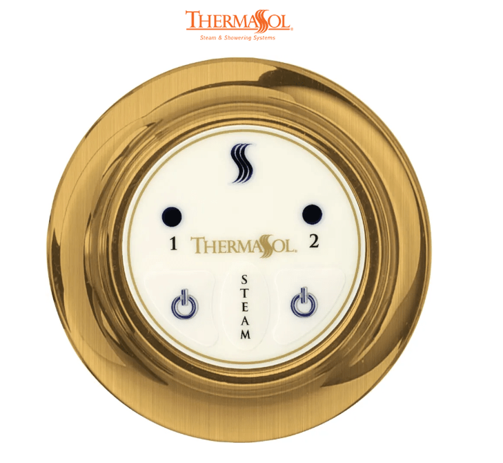 ThermaSol Easy Start Control Round-Steam Shower Controls & Accessories-ThermaSol-Antique Brass-Nordica Sauna