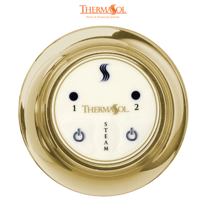 ThermaSol Easy Start Control Round-Steam Shower Controls & Accessories-ThermaSol-Polished Brass-Nordica Sauna