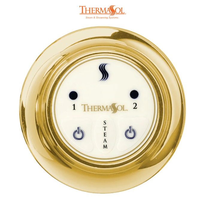 ThermaSol Easy Start Control Round-Steam Shower Controls & Accessories-ThermaSol-Polished Gold-Nordica Sauna