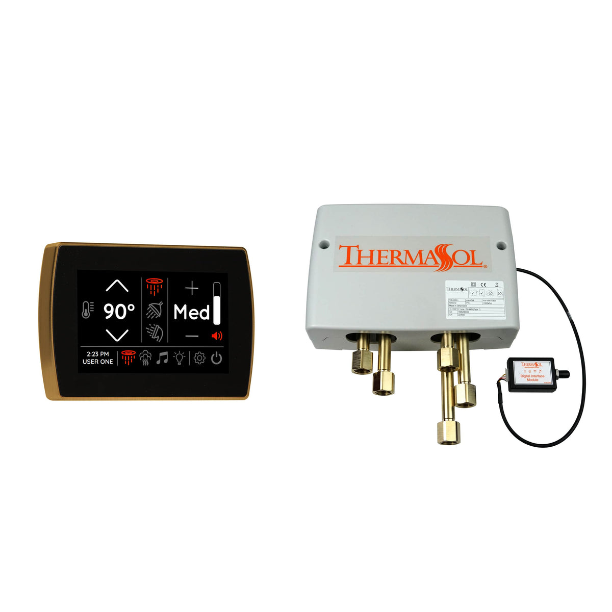 ThermaSol Digital Shower Package with Flushmount SignaTouch-Steam Shower Controls & Accessories-ThermaSol-Antique Brass-Nordica Sauna