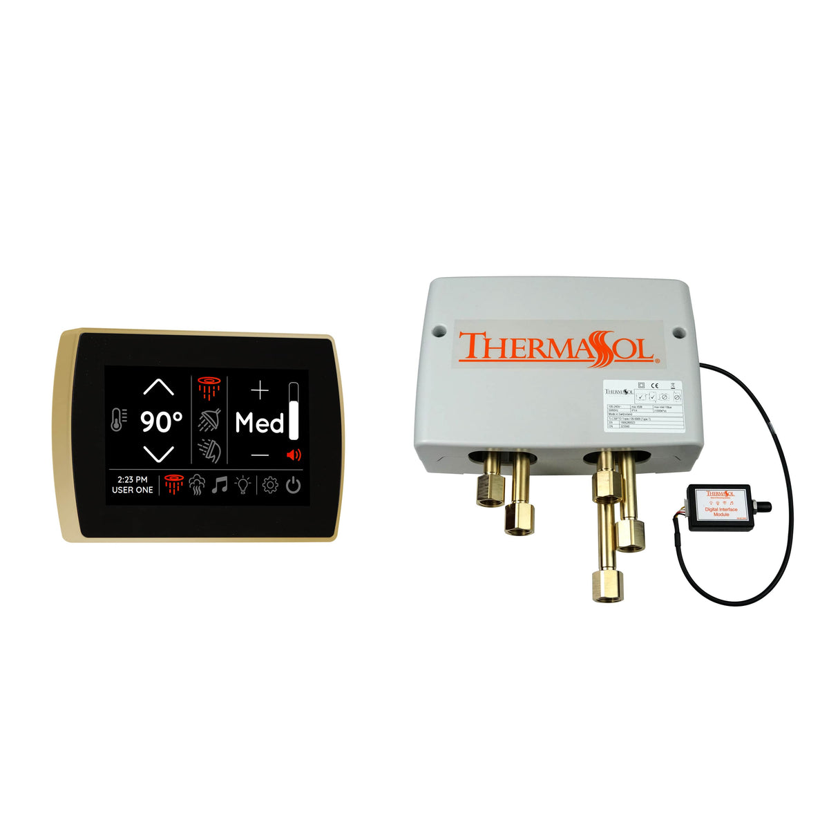 ThermaSol Digital Shower Package with Flushmount SignaTouch-Steam Shower Controls & Accessories-ThermaSol-Polished Brass-Nordica Sauna