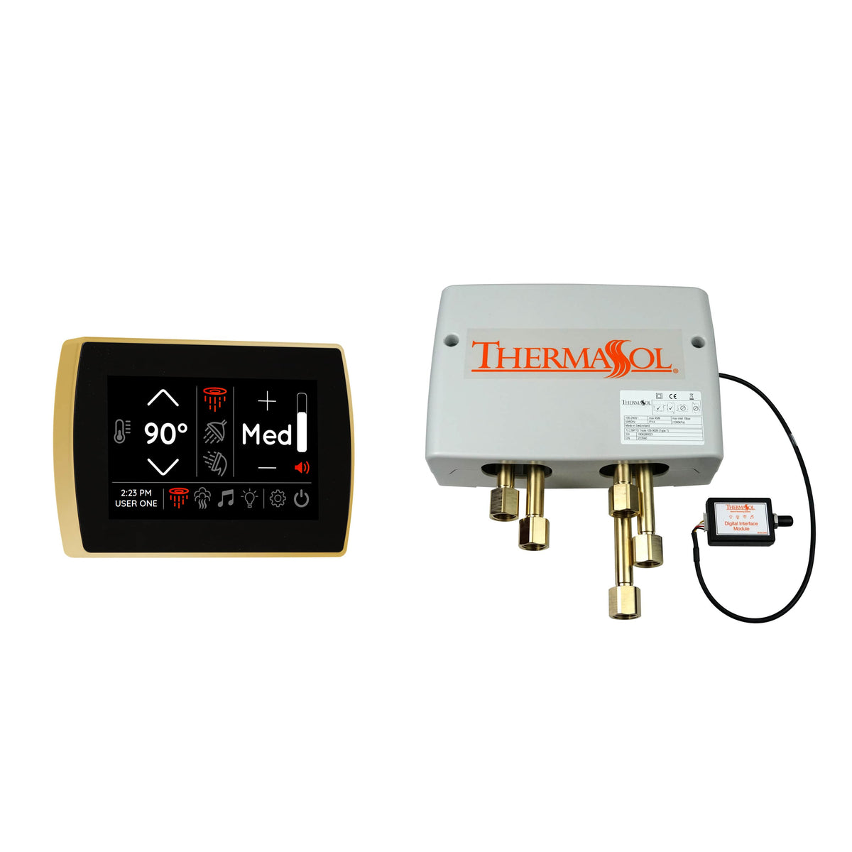 ThermaSol Digital Shower Package with Flushmount SignaTouch-Steam Shower Controls & Accessories-ThermaSol-Polished Gold-Nordica Sauna