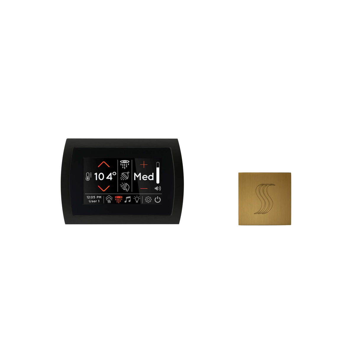 ThermaSol Signatouch Control and Steam Head Kit Square-Steam Shower Controls & Accessories-ThermaSol-Antique Brass-Nordica Sauna