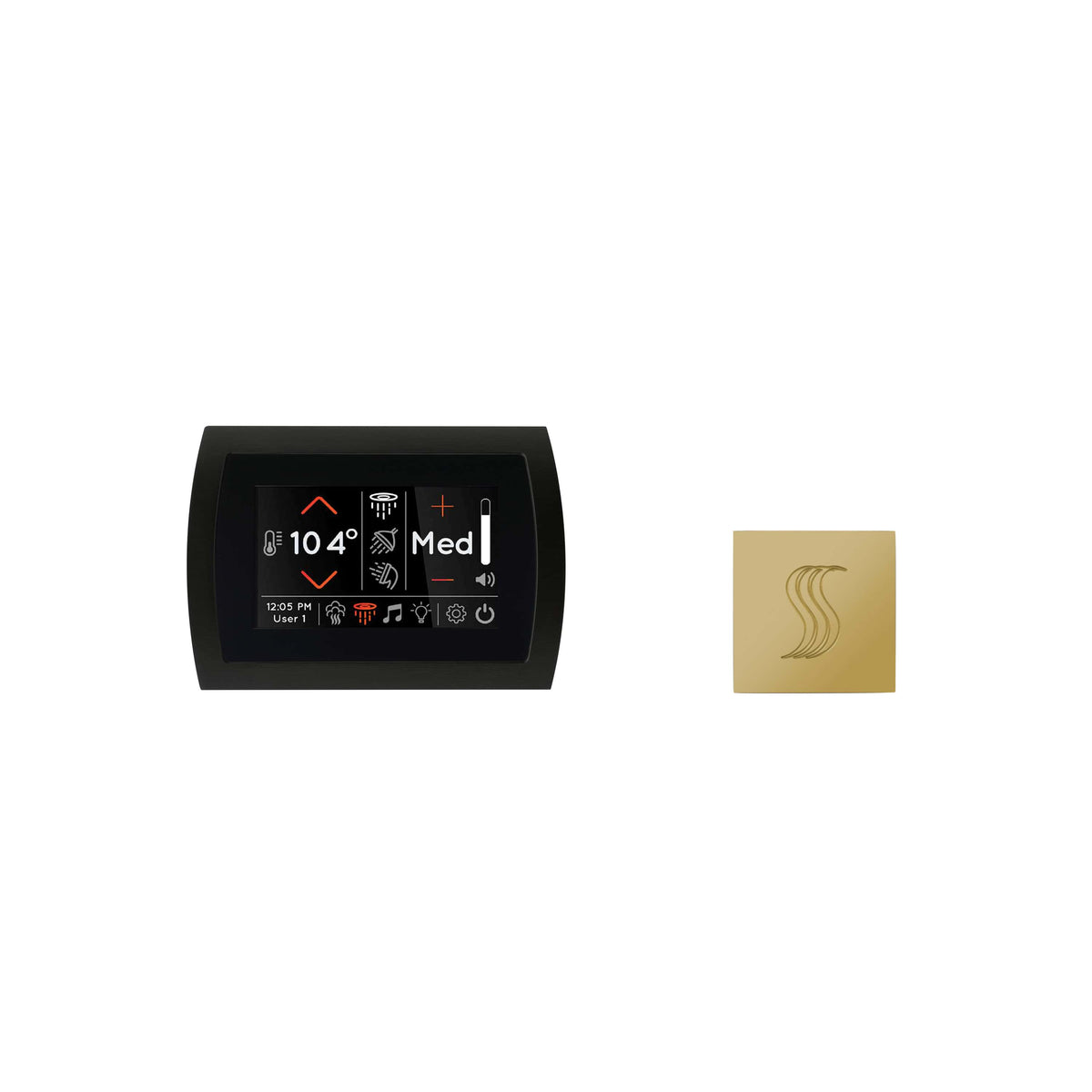 ThermaSol Signatouch Control and Steam Head Kit Square-Steam Shower Controls & Accessories-ThermaSol-Polished Brass-Nordica Sauna