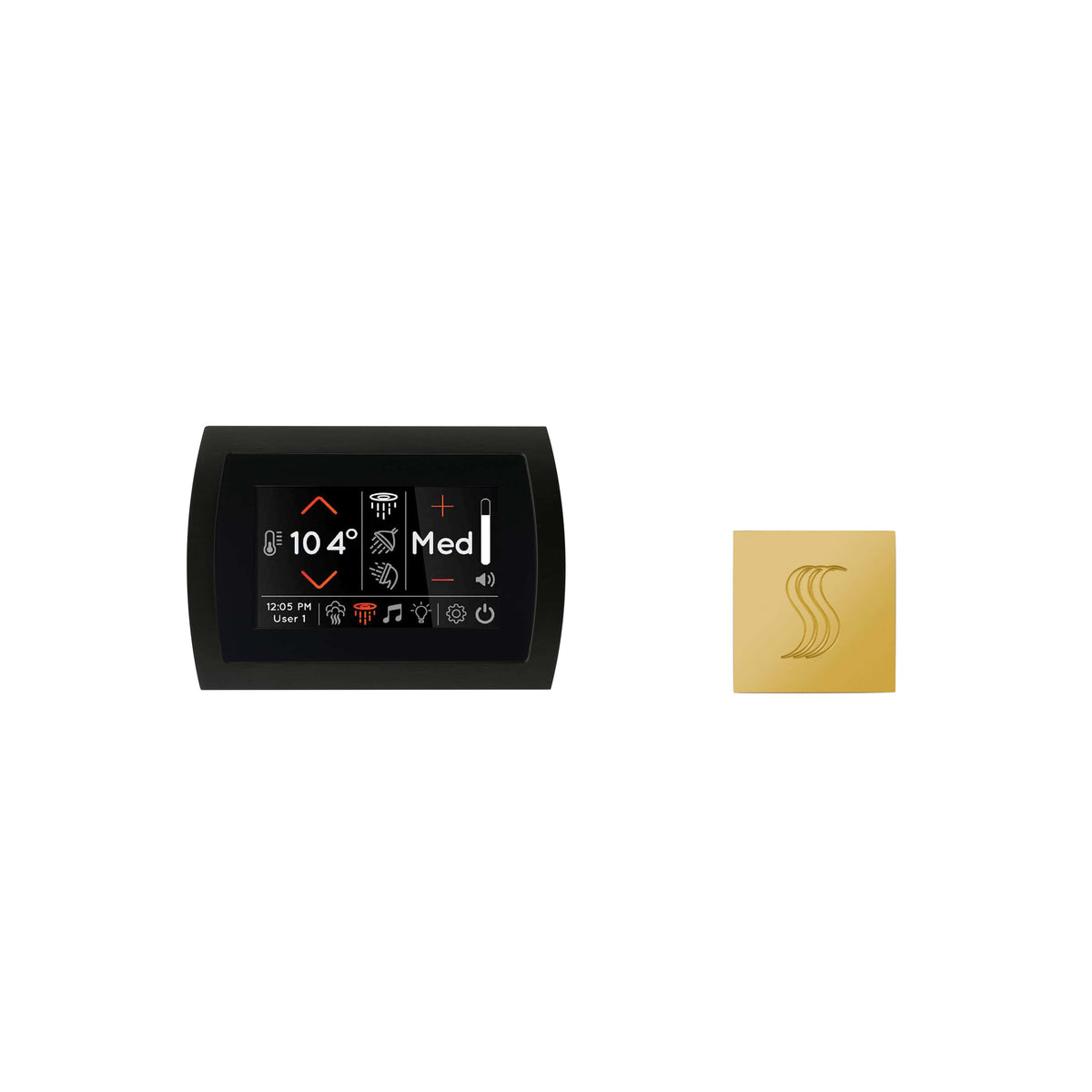 ThermaSol Signatouch Control and Steam Head Kit Square-Steam Shower Controls & Accessories-ThermaSol-Polished Gold-Nordica Sauna