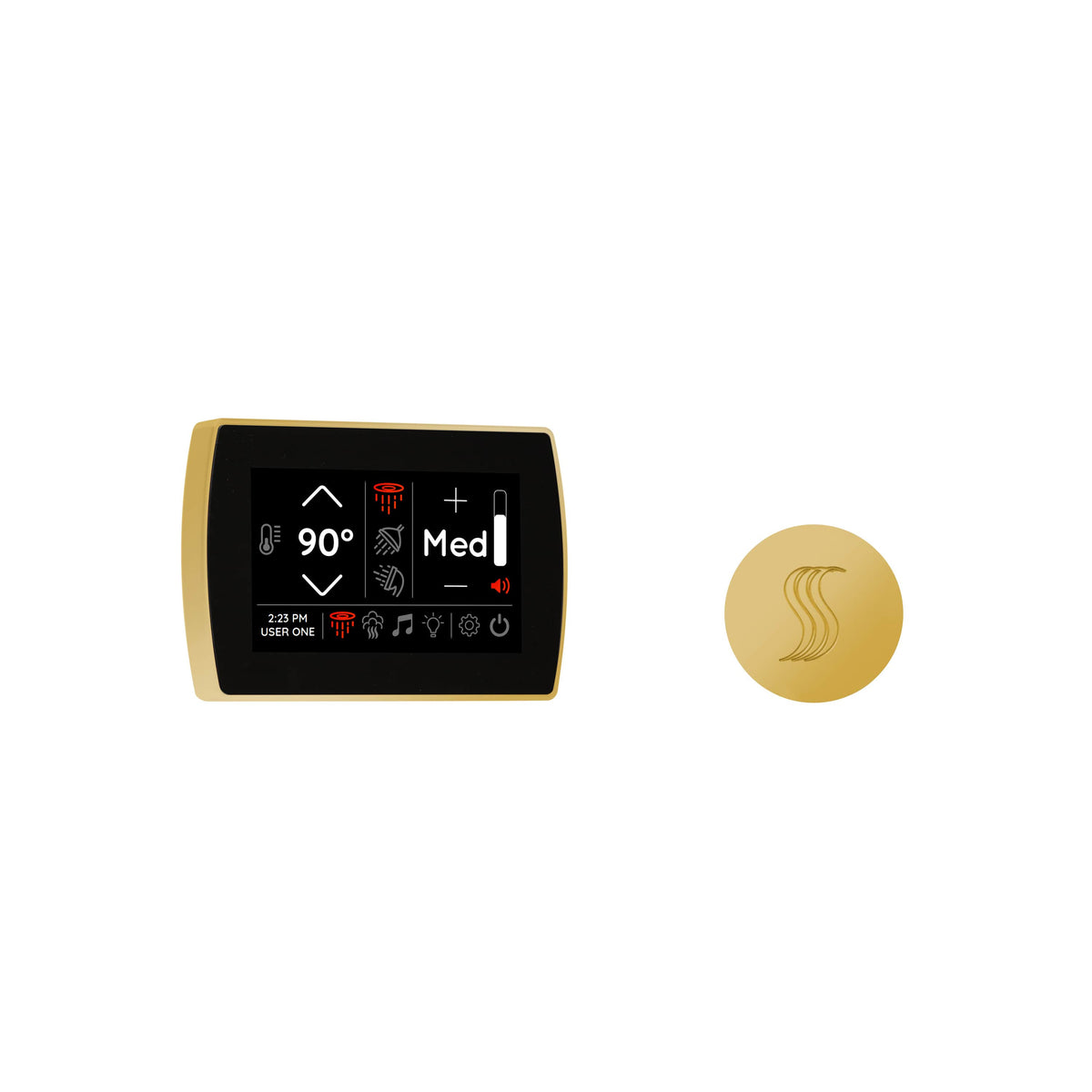 ThermaSol Signatouch Control and Steam Head Kit Round-Steam Shower Controls & Accessories-ThermaSol-Polished Gold-Nordica Sauna