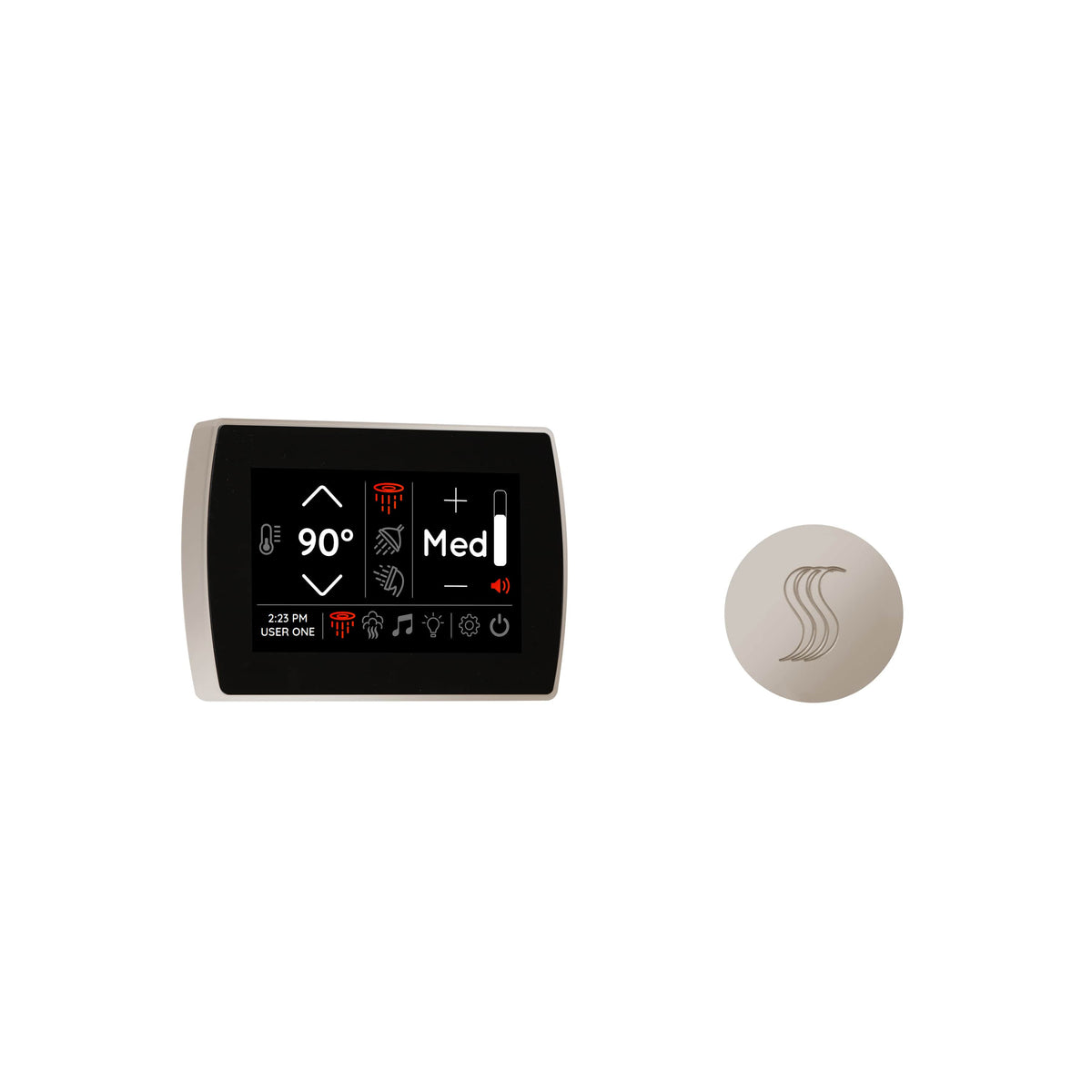 ThermaSol Signatouch Control and Steam Head Kit Round-Steam Shower Controls & Accessories-ThermaSol-Polished Nickel-Nordica Sauna