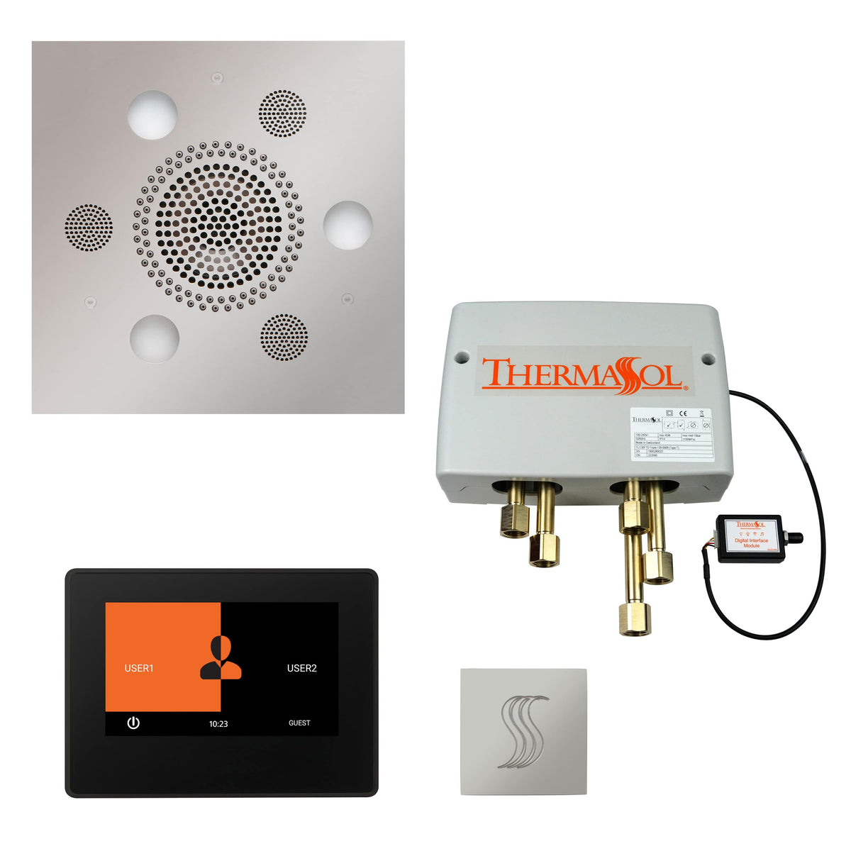 ThermaSol The Total Wellness Package with 7" ThermaTouch and Square-Steam Shower Controls & Accessories-ThermaSol-Polished Chrome-Nordica Sauna