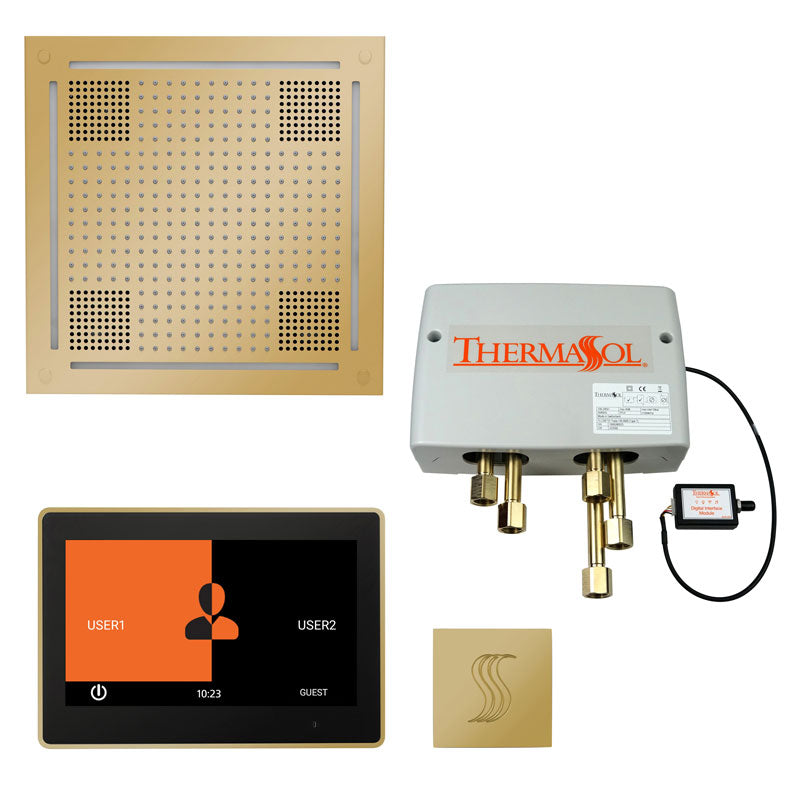 ThermaSol The Total Wellness Hydrovive Package with 10" ThermaTouch Square-Steam Shower Controls & Accessories-ThermaSol-Polished Brass-Nordica Sauna