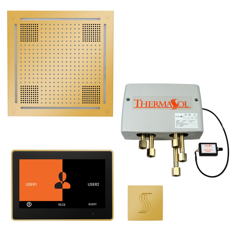 ThermaSol The Total Wellness Hydrovive Package with 10" ThermaTouch Square-Steam Shower Controls & Accessories-ThermaSol-Polished Gold-Nordica Sauna