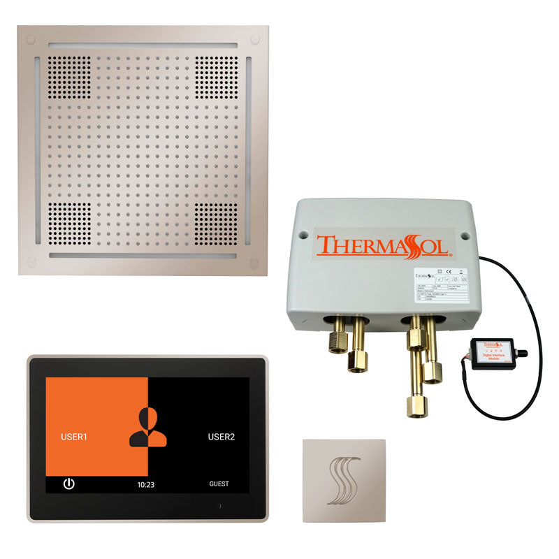 ThermaSol The Total Wellness Hydrovive Package with 10" ThermaTouch Square-Steam Shower Controls & Accessories-ThermaSol-Polished Nickel-Nordica Sauna