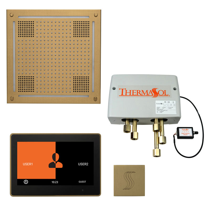 ThermaSol The Total Wellness Hydrovive Package with 10" ThermaTouch Square-Steam Shower Controls & Accessories-ThermaSol-Satin Brass-Nordica Sauna